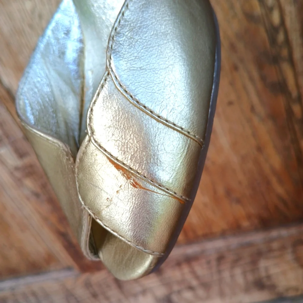 Steven By Steve Madden MIZTIFY Gold CORK WEDGE Heels Size 6.5 Vintage Y2K